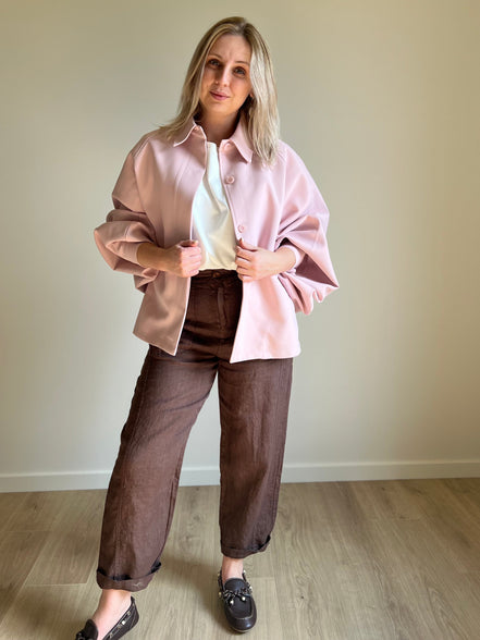 Barrel linen pants moka
