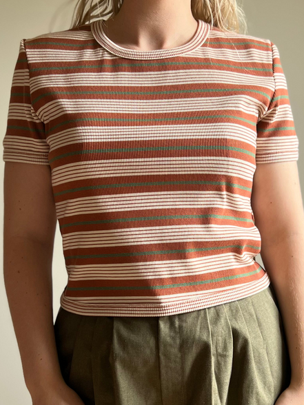 Striped rib tee - rust