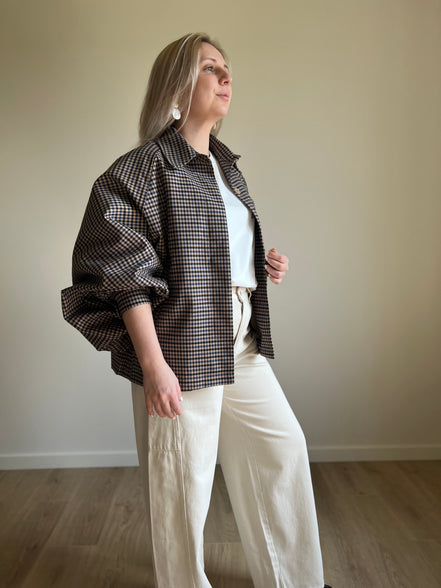 Checked jacket blue / beige