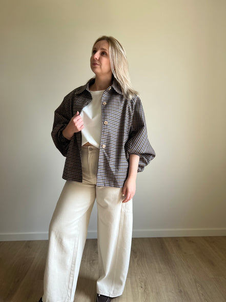 Checked jacket blue / beige