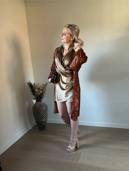 Sequin cardigan rust