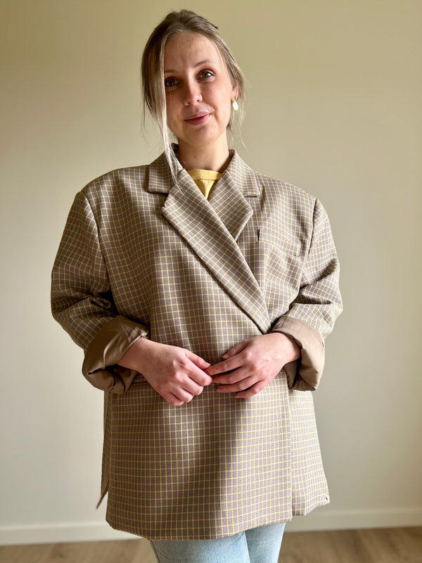 Oversized Checked Blazer taupe / yellow