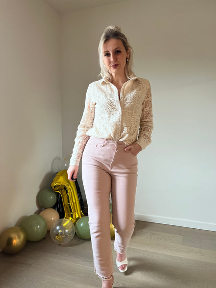 Lace shirt beige