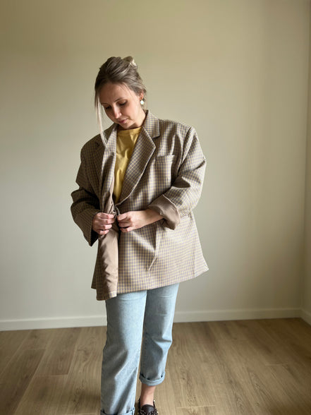 Oversized Checked Blazer taupe / yellow