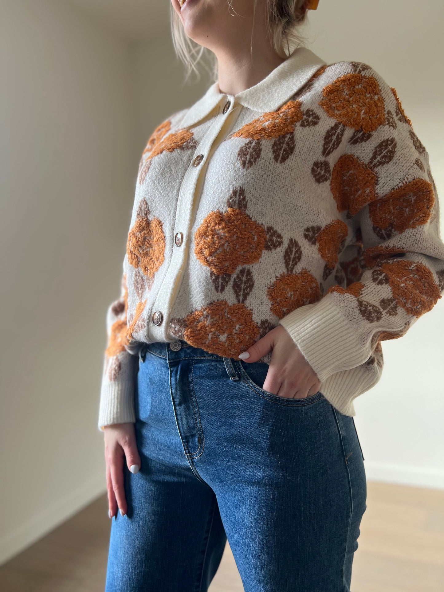 Orange flower knit