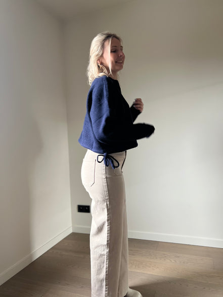 Cropped wijde broek beige
