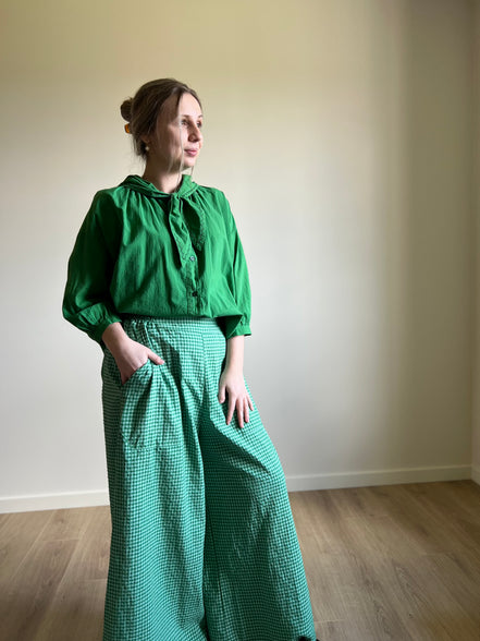 Vichy wide pants green