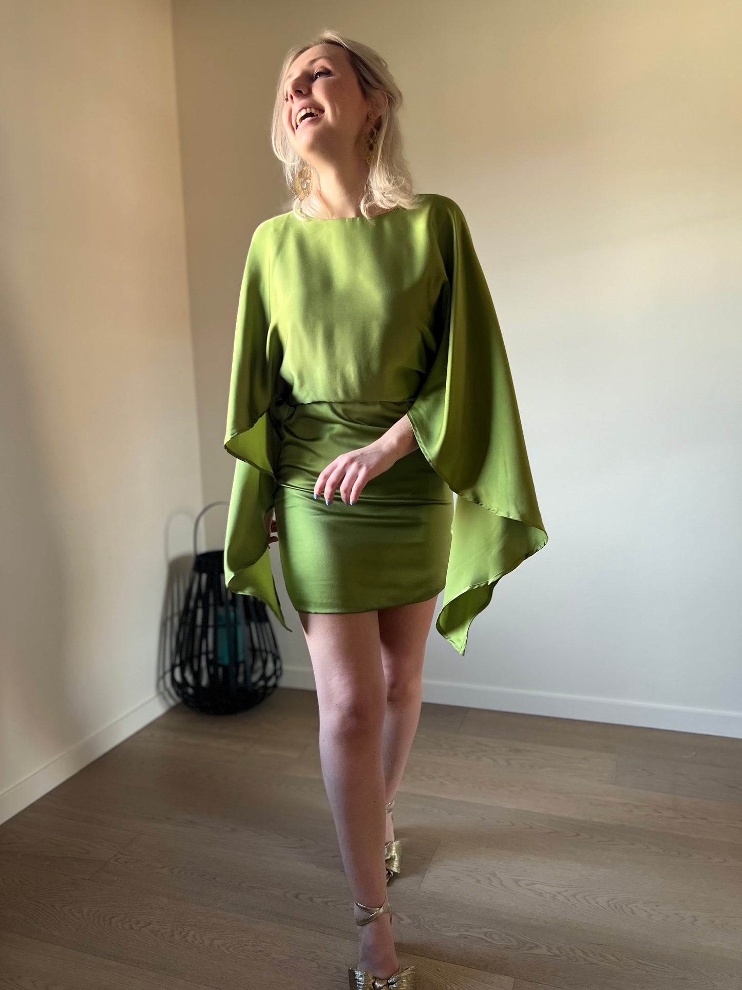 Satin dress green