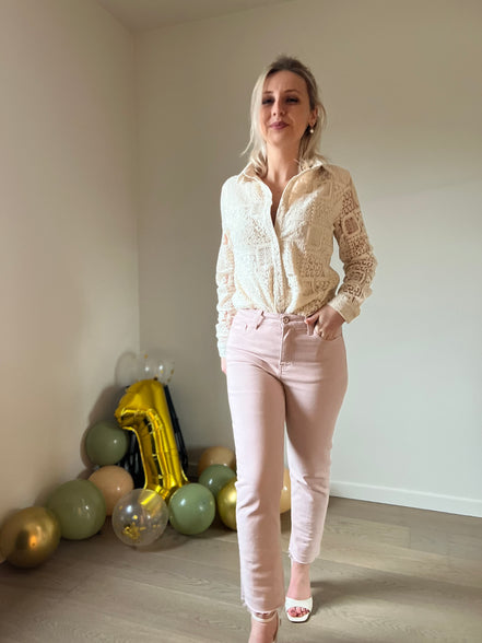 Lace shirt beige