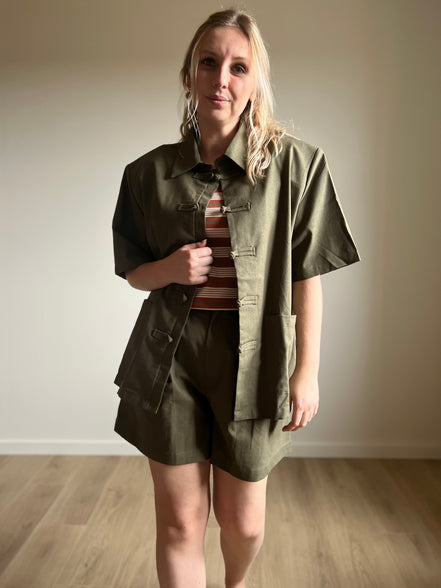 Striped rib tee - rust