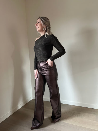 Brown PU pants