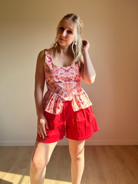 Drawstring Shorts – Cherry Red