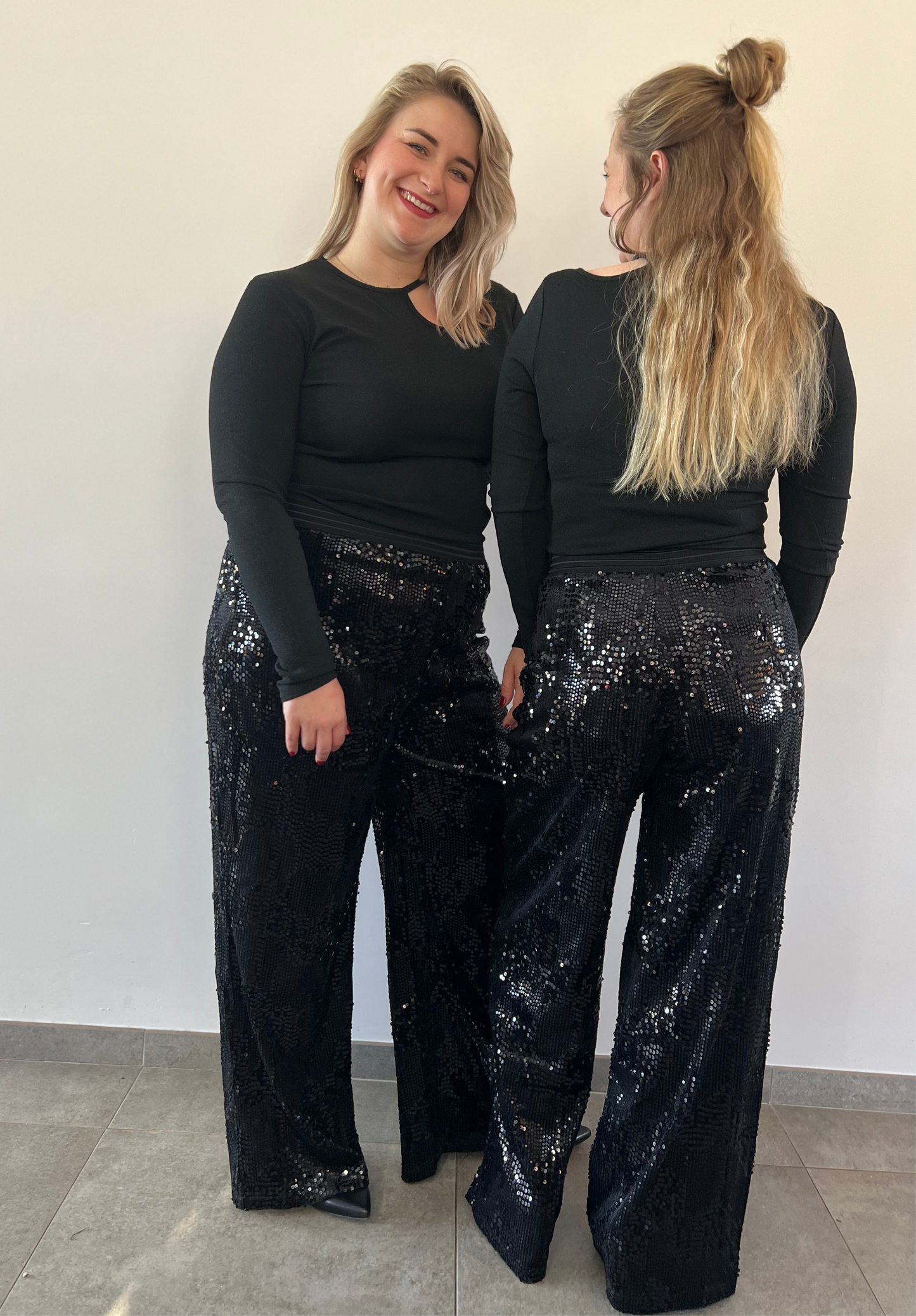 Sequin pants black