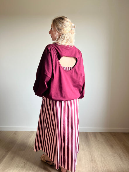 Open back sweater burgundy