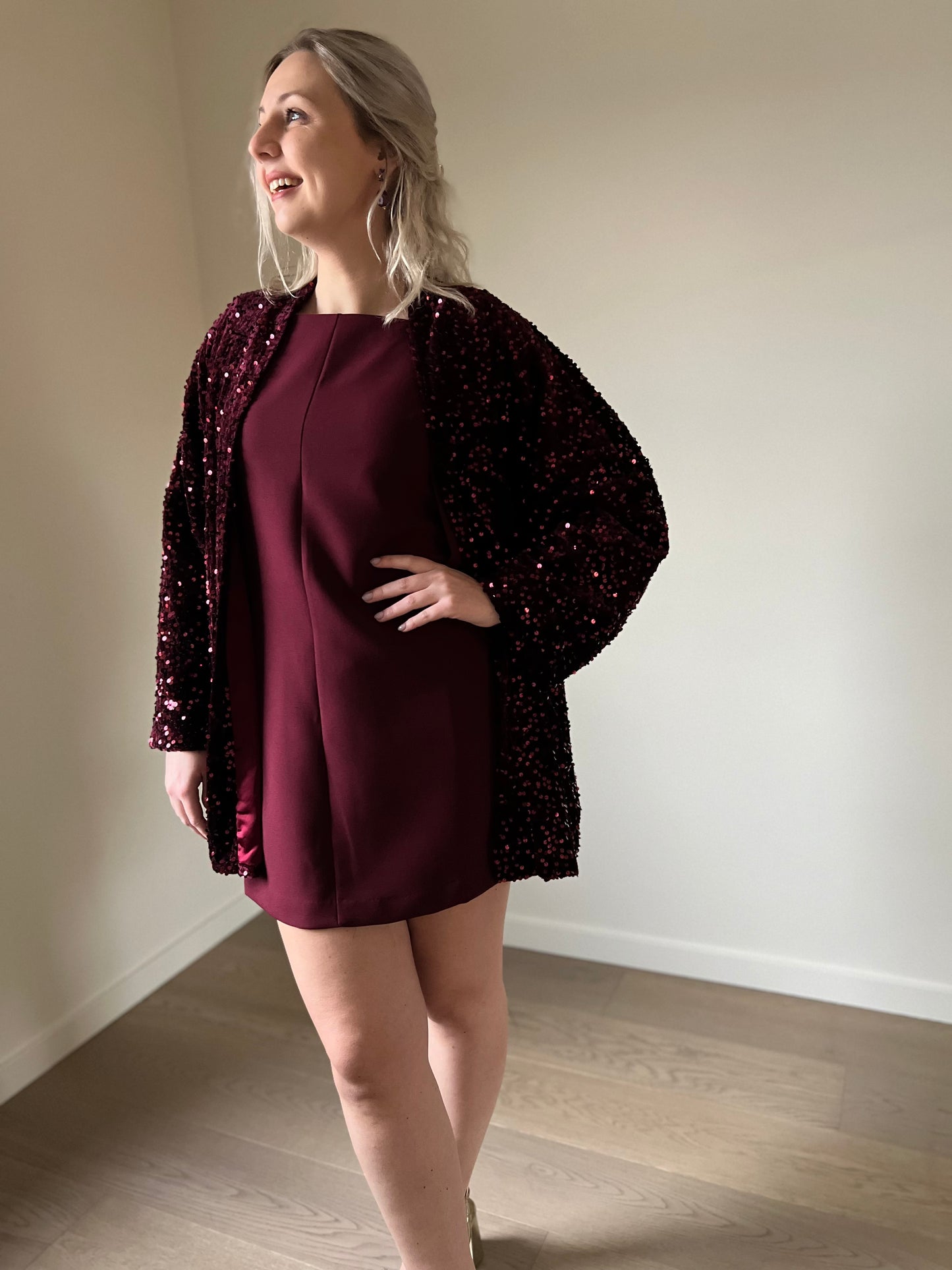 Sequin cardigan burgundy