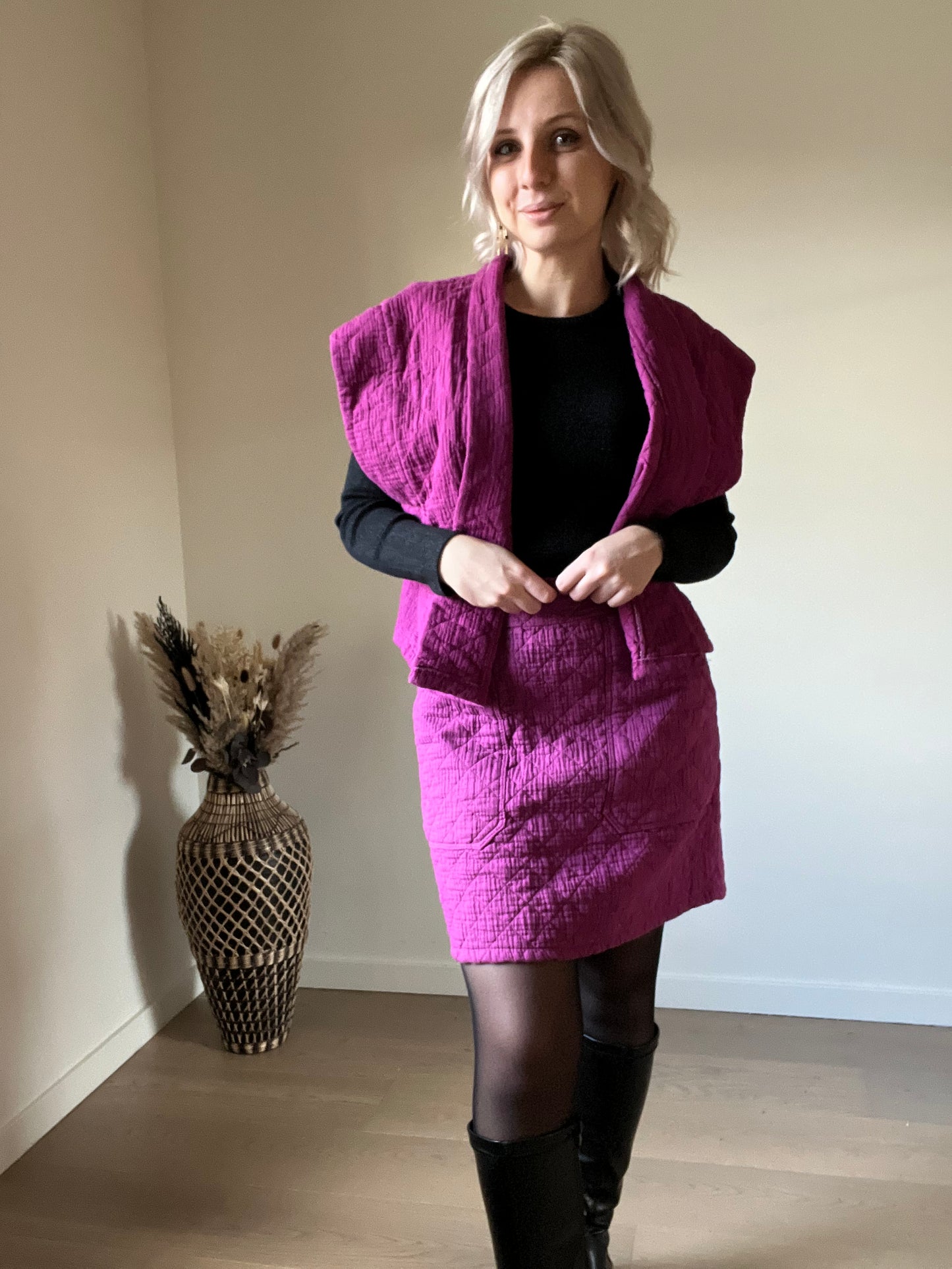 Magenta padded skirt