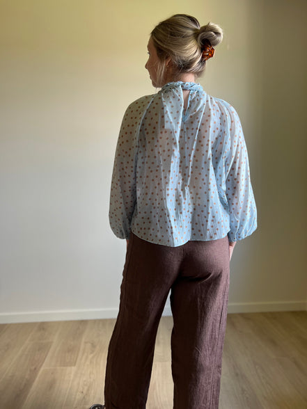 Barrel linen pants moka