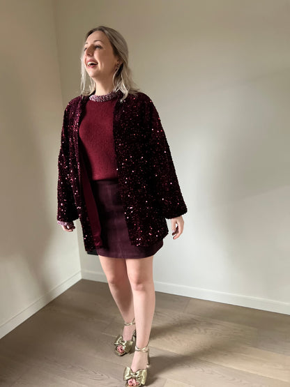 Suede skort burgundy