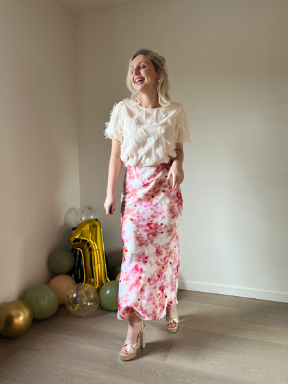 Pink floral skirt