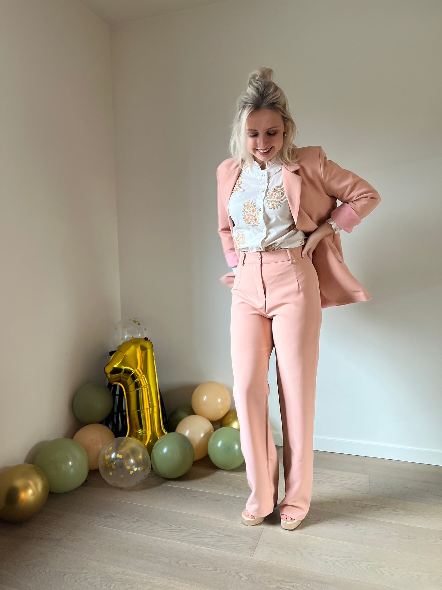 Peach blazer set