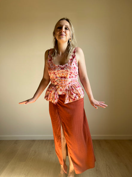 Floral Peplum Top – Pink