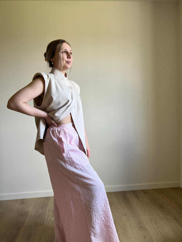 Vichy wide pants pink