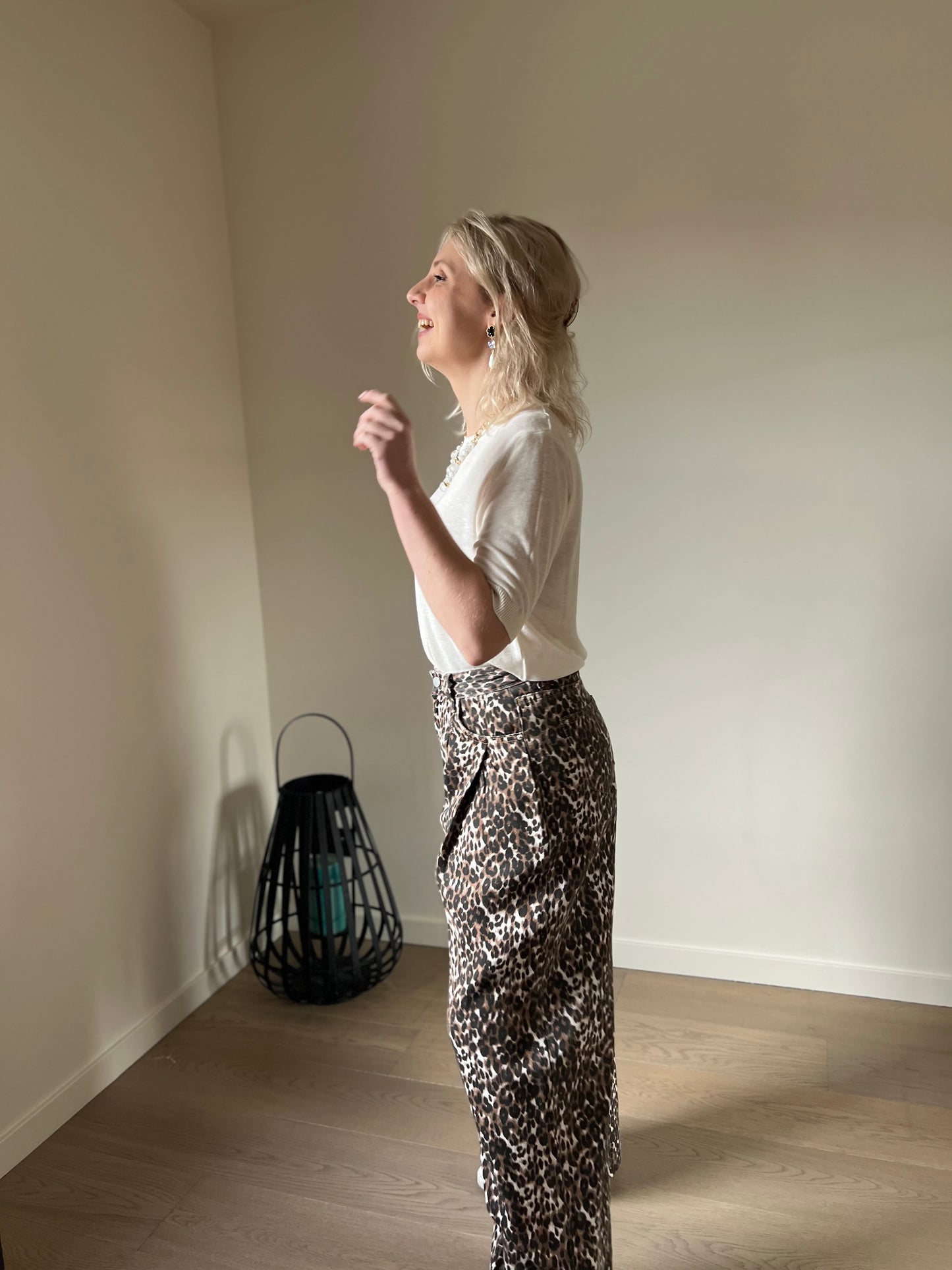 Leopard wide pants