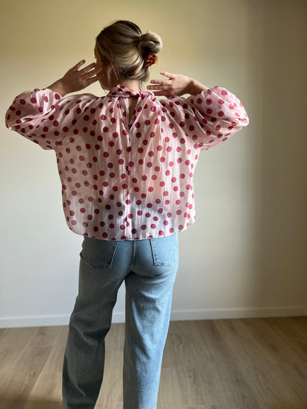 Polka dot blouse pink