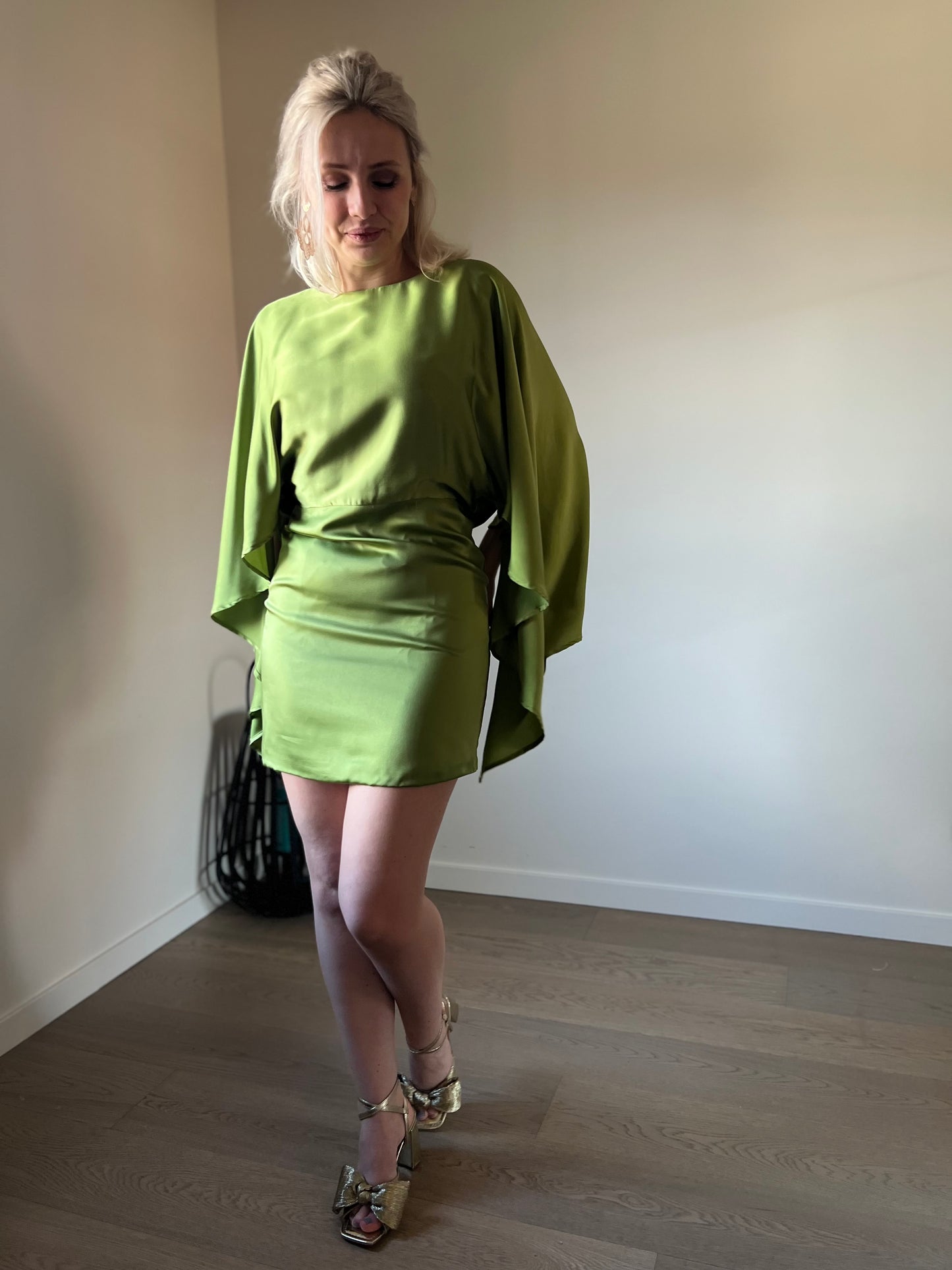 Satin dress green