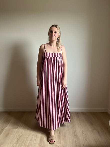 Siena Stripe Maxi Dress burgundy/pink