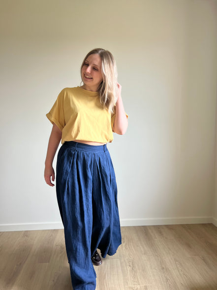 Wide linen pants marine