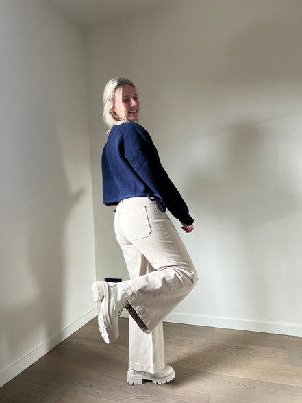 Cropped wijde broek beige