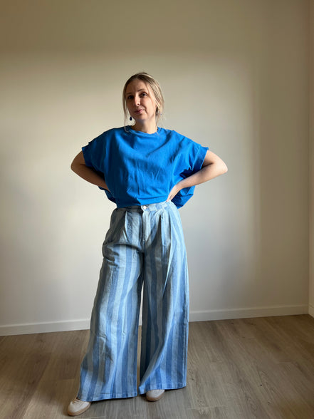 Wide striped jeans