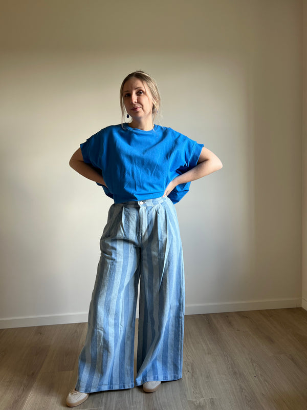 Wide striped jeans