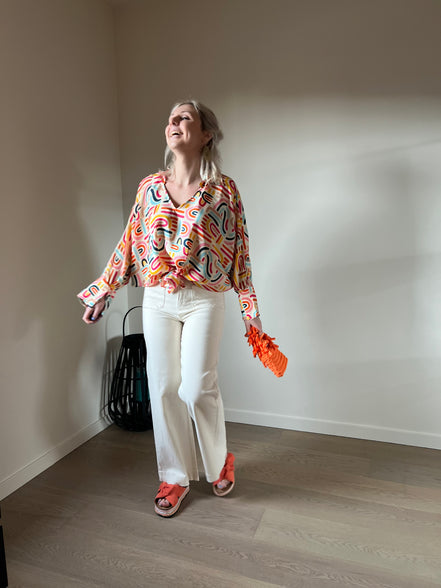 Louise cropped flaire broek ecru