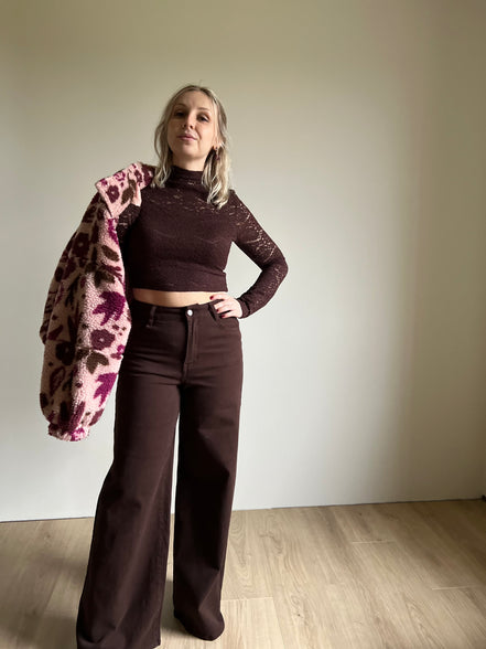 Wide leg brown jeans