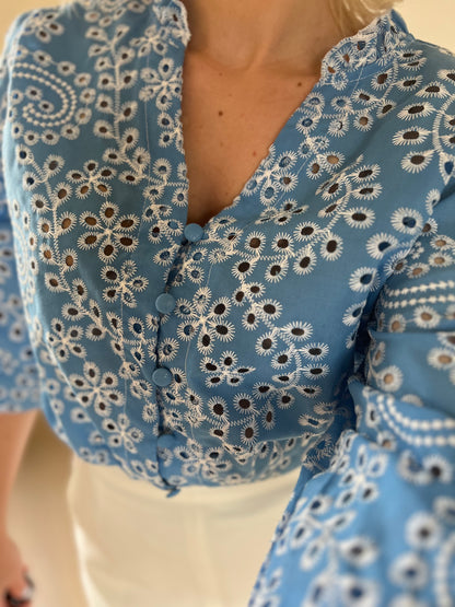 Broderie shirt blue