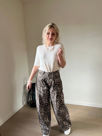 Leopard wide pants