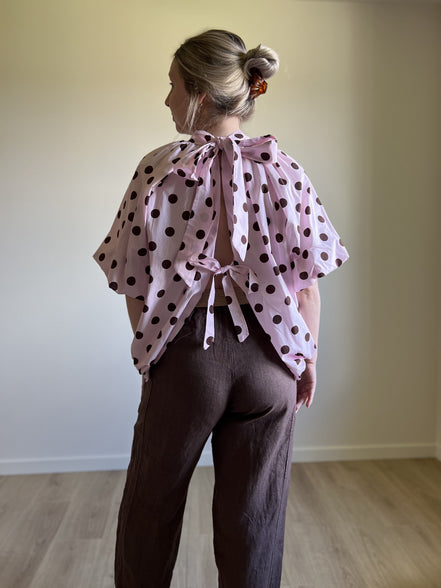Polka Dot Blouse pink / brown