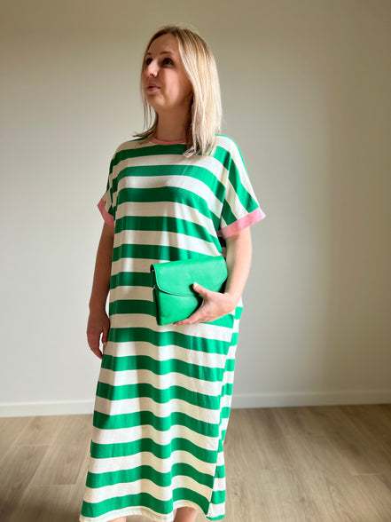 Striped dress green / pink