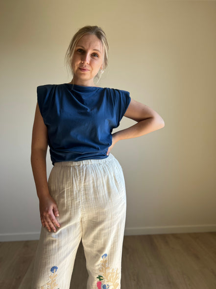 Bloom embroidered pants