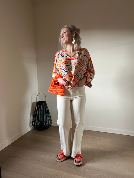 Louise cropped flaire broek ecru