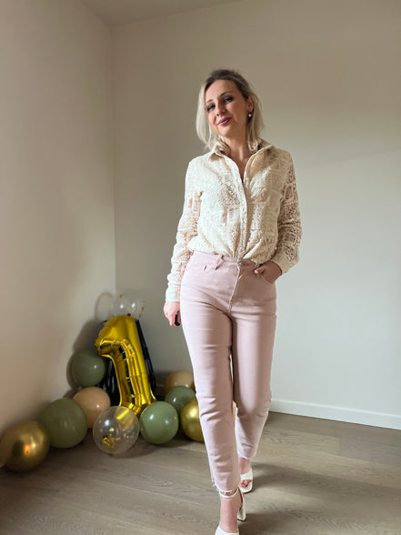 Lace shirt beige