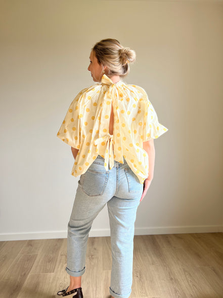 Polka Dot Blouse yellow / beige