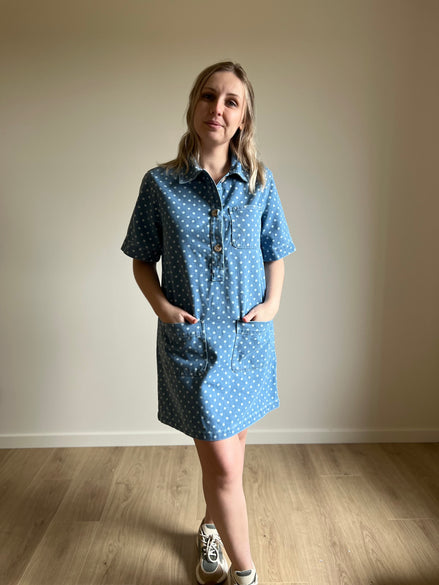 Polka dot jeansdress
