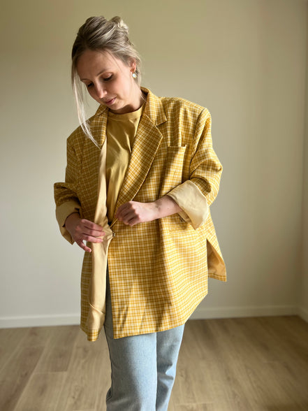 Oversized Checked Blazer yellow