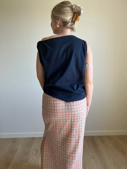 Muse twisted shoulder top marine