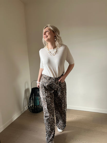 Leopard wide pants