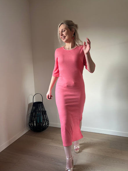 Coral ribbed dress
