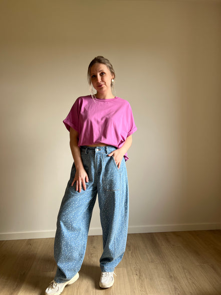 Barrel jeans polka dot